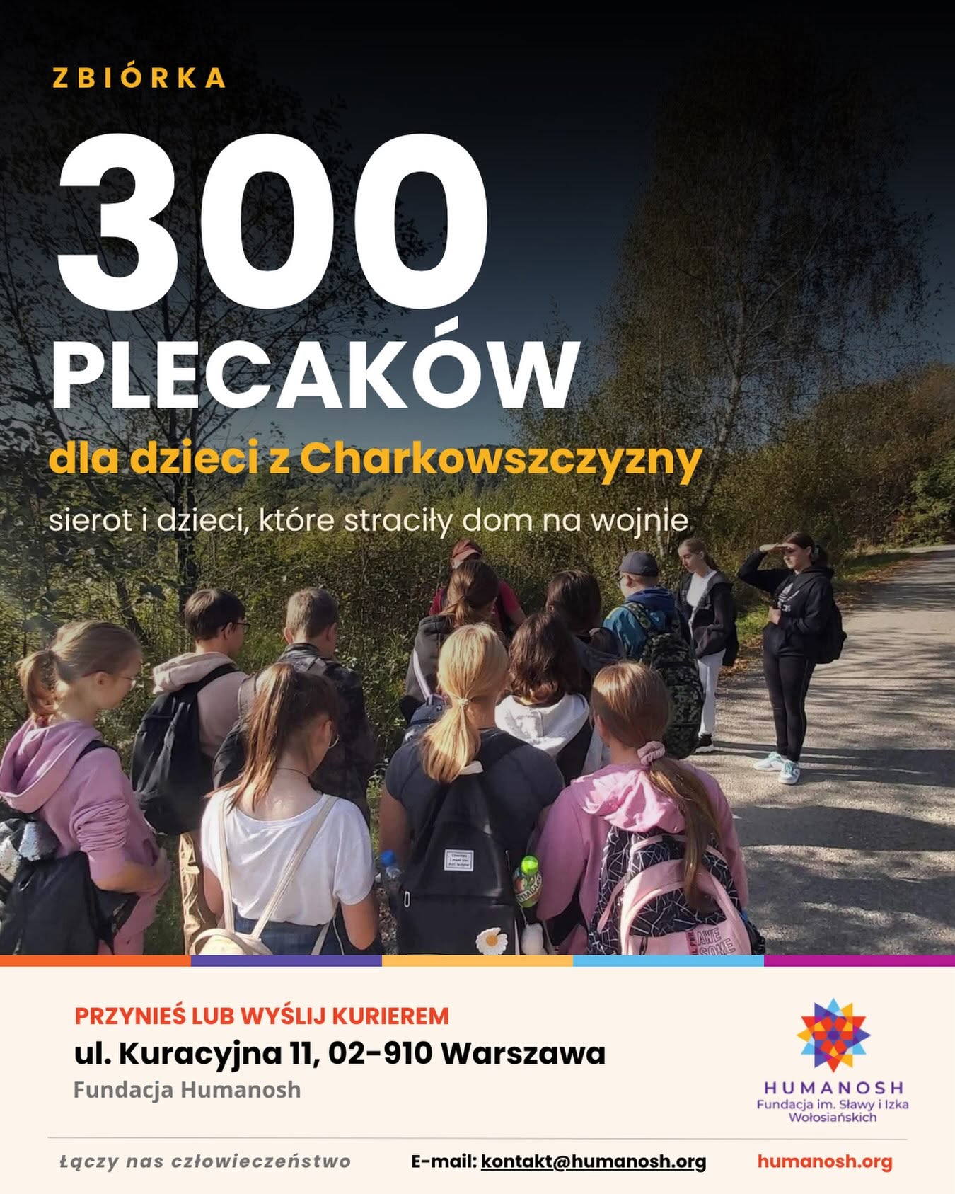 300 plecaków dla dzieci z charkowszczyzny