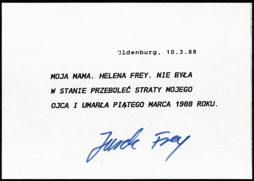 Zawiadomienie o śmierci Heleny Frey, 1988